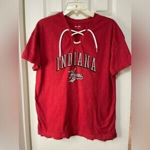 Captivating Red Indiana Hoosiers Red Lace Up Front Tee